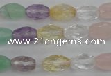 CMQ250 15.5 inches 8*12mm faceted rice multicolor quartz beads