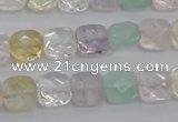 CMQ256 15.5 inches 10*10mm faceted square multicolor quartz beads