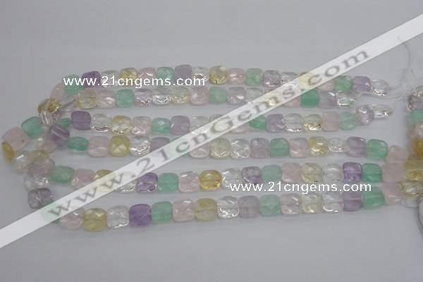 CMQ256 15.5 inches 10*10mm faceted square multicolor quartz beads