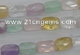 CMQ257 15.5 inches 8*12mm faceted rectangle multicolor quartz beads