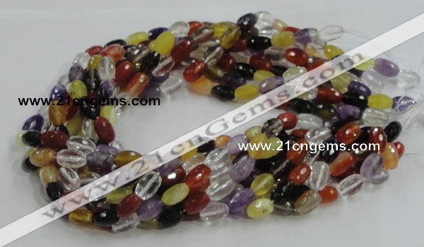 CMQ26 15.5 inches 8*12mm faceted rice multicolor quartz beads