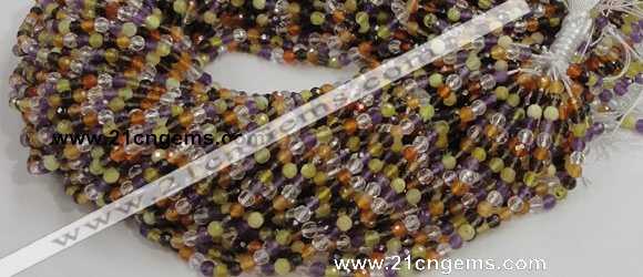 CMQ30 15.5 inches 4mm faceted round multicolor quartz beads