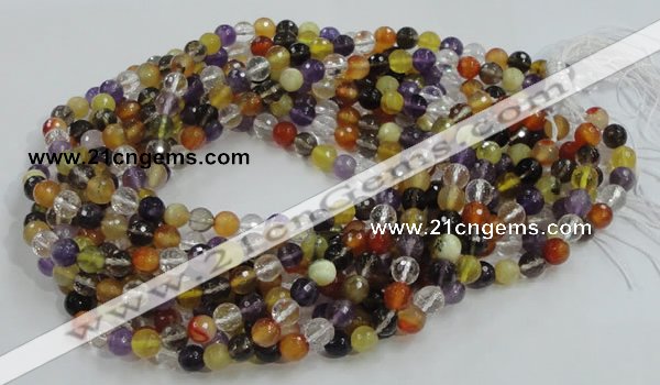 CMQ31 15.5 inches 6mm faceted round multicolor quartz beads