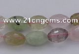 CMQ318 15.5 inches 10*14mm faceted rice mixed quartz beads