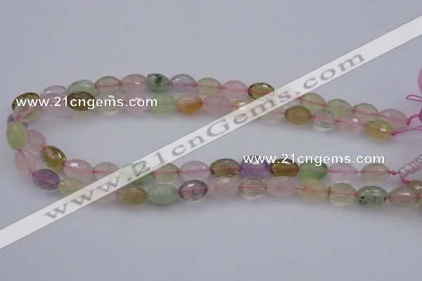 CMQ318 15.5 inches 10*14mm faceted rice mixed quartz beads