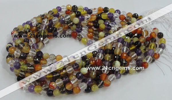 CMQ32 15.5 inches 8mm faceted round multicolor quartz beads