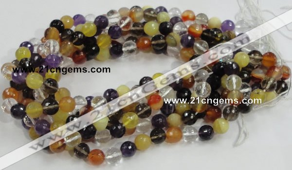 CMQ33 15.5 inches 10mm faceted round multicolor quartz beads
