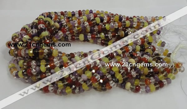 CMQ36 15.5 inches 5*8mm faceted rondelle multicolor quartz beads