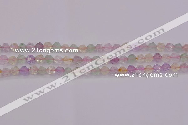 CMQ366 15.5 inches 6mm faceted nuggets mixed quartz beads