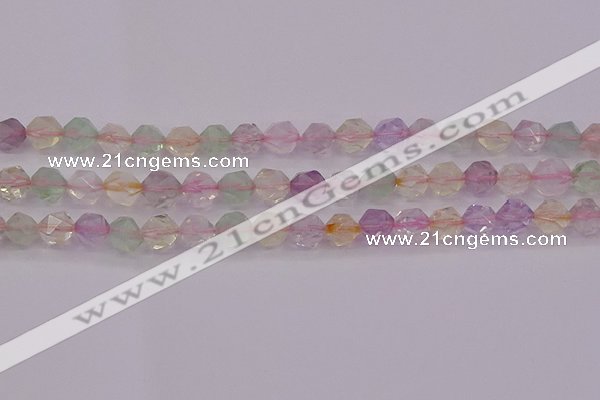 CMQ368 15.5 inches 10mm faceted nuggets mixed quartz beads