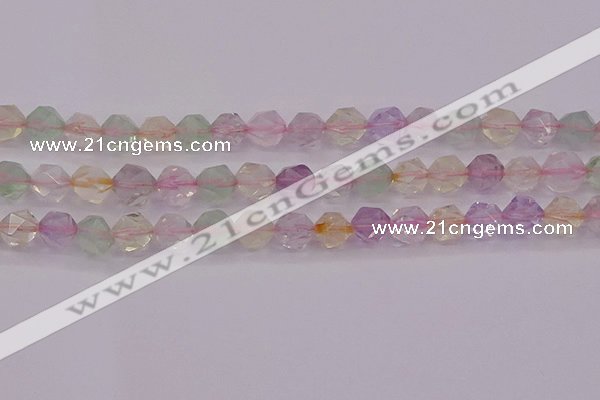 CMQ369 15.5 inches 12mm faceted nuggets mixed quartz beads