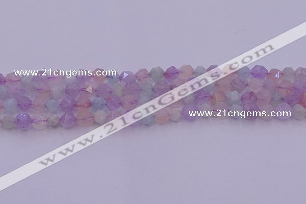 CMQ381 15.5 inches 6mm faceted nuggets mixed quartz beads