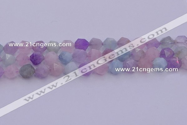 CMQ383 15.5 inches 10mm faceted nuggets mixed quartz beads