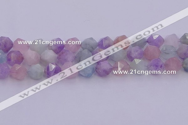 CMQ384 15.5 inches 12mm faceted nuggets mixed quartz beads