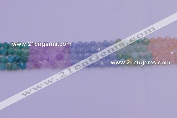 CMQ391 15.5 inches 6mm faceted nuggets mixed quartz beads