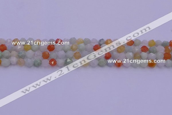 CMQ411 15.5 inches 6mm faceted nuggets mixed jade beads