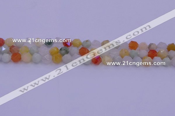 CMQ412 15.5 inches 8mm faceted nuggets mixed jade beads