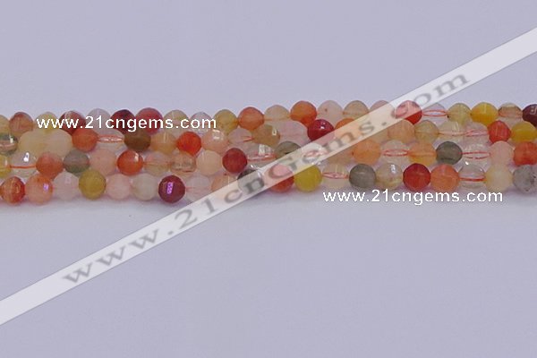 CMQ426 15.5 inches 6mm faceted round natural mixed quartz beads