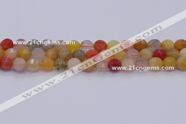 CMQ428 15.5 inches 10mm faceted round natural mixed quartz beads