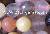 CMQ437 15.5 inches 8mm faceted round mixed rutilated quartz beads