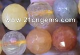 CMQ438 15.5 inches 10mm faceted round mixed rutilated quartz beads