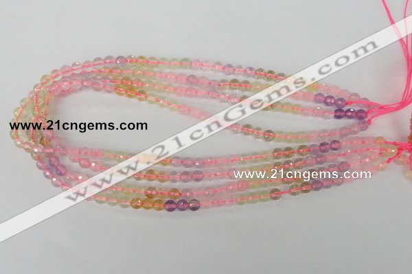 CMQ51 15.5 inches 6mm faceted round multicolor quartz beads