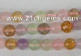 CMQ52 15.5 inches 8mm faceted round multicolor quartz beads