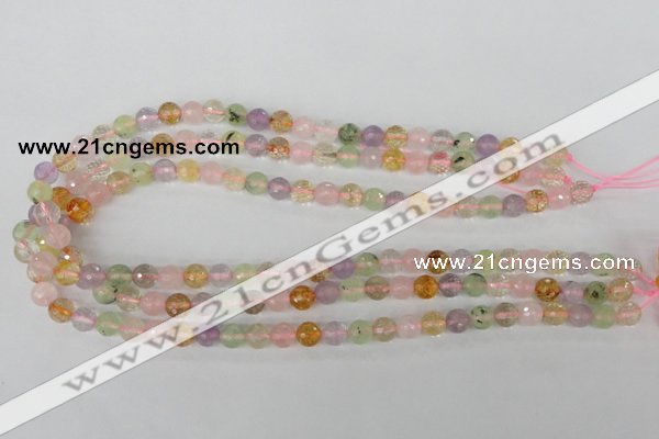 CMQ52 15.5 inches 8mm faceted round multicolor quartz beads