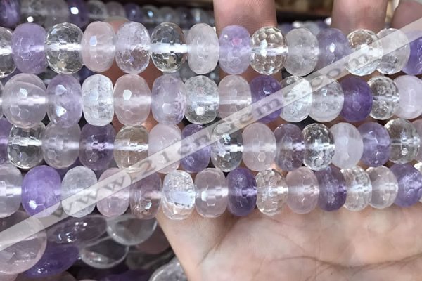 CMQ520 15.5 inches 8*12mm faceted rondelle colorfull quartz beads