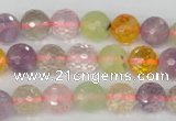 CMQ53 15.5 inches 10mm faceted round multicolor quartz beads