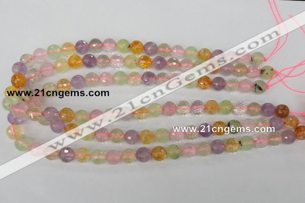 CMQ53 15.5 inches 10mm faceted round multicolor quartz beads