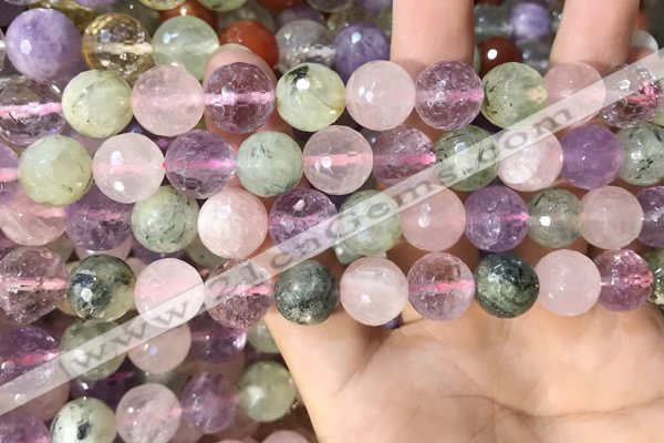 CMQ539 15.5 inches 12mm faceted round colorfull quartz beads