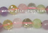 CMQ54 15.5 inches 12mm faceted round multicolor quartz beads