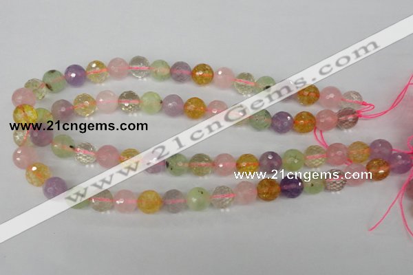 CMQ54 15.5 inches 12mm faceted round multicolor quartz beads