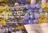 CMQ547 15.5 inches 14mm faceted round colorfull quartz beads