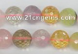 CMQ55 15.5 inches 14mm faceted round multicolor quartz beads