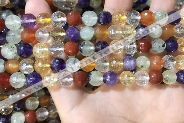 CMQ552 15.5 inches 8mm faceted round colorfull quartz beads