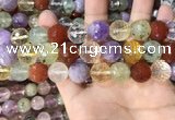 CMQ555 15.5 inches 14mm faceted round colorfull quartz beads