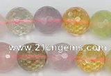 CMQ56 15.5 inches 16mm faceted round multicolor quartz beads