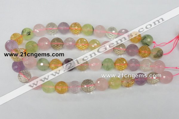 CMQ56 15.5 inches 16mm faceted round multicolor quartz beads