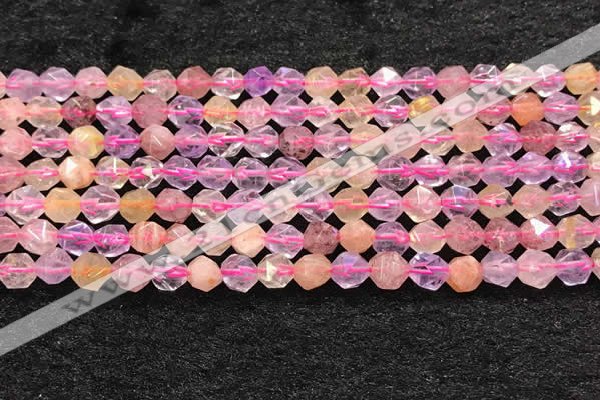 CMQ565 15.5 inches 6mm faceted nuggets mixed quartz beads