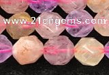 CMQ566 15.5 inches 8mm faceted nuggets mixed quartz beads