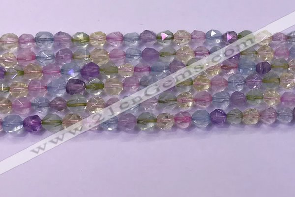 CMQ575 15.5 inches 6mm faceted round mixed quartz beads