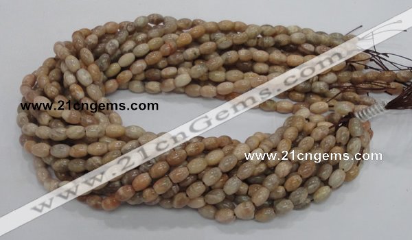 CMS06 15.5 inches 6*10mm rice moonstone gemstone beads wholesale