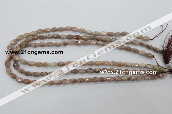 CMS100 15.5 inches 6*9mm faceted rice moonstone gemstone beads