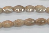 CMS101 15.5 inches 8*12mm faceted rice moonstone gemstone beads