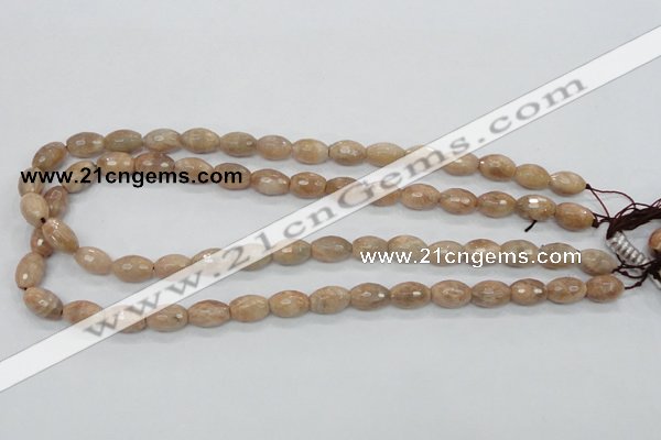 CMS101 15.5 inches 8*12mm faceted rice moonstone gemstone beads