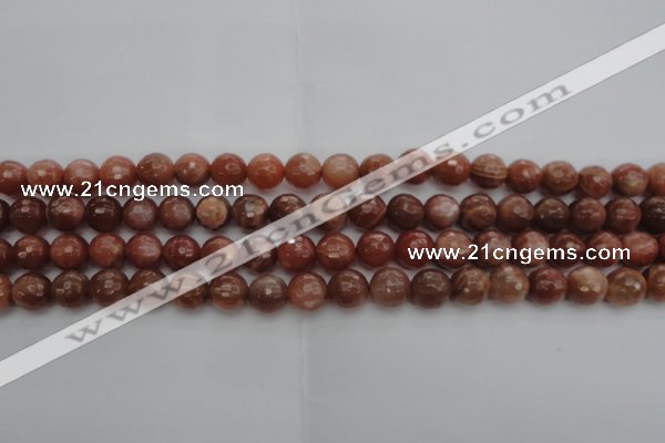 CMS1012 15.5 inches 8mm faceted round AA grade moonstone beads