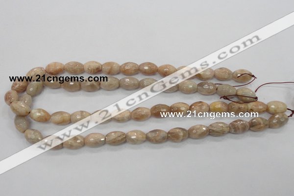 CMS102 15.5 inches 10*14mm faceted rice moonstone gemstone beads