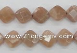 CMS105 15.5 inches 10*10mm faceted diamond moonstone gemstone beads